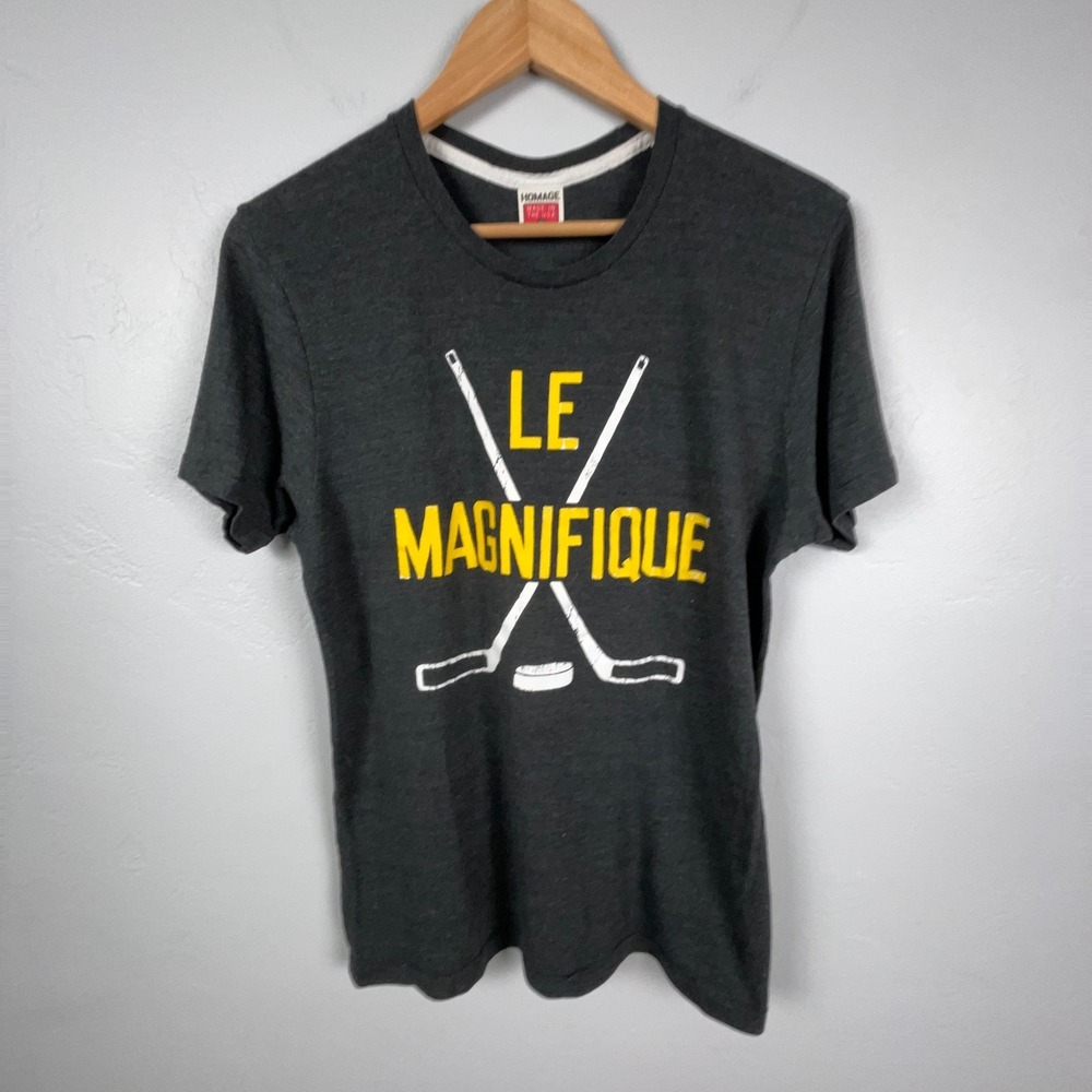 Homage Pittsburgh Penguins Le Magnifique T Shirt Men Medium Gray Hockey Lemieux